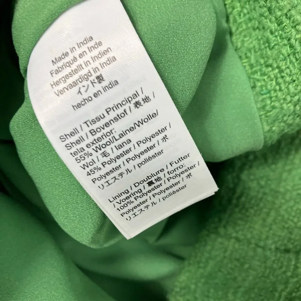 J Crew Tweed Tank Womens 00 Green Embellished Rhinestone Sleeveless CQ189